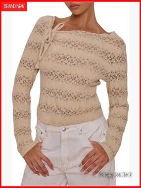 Elegant Boat Neck Long Sleeve Knit Pullover Sweater Tops